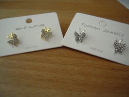 Schmetterlingsohrringe (silber- oder goldfarben) Neu