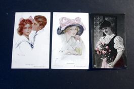 15x JUGENDSTIL - POSTKARTEN, junge Damen, um 1910, gelaufen