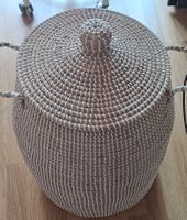 Panier déco artisanal avec couvercle neuf - parfait pour l'é