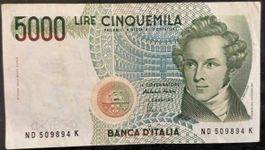 Italienische 5000 Lire Banknote, Vintage Sammlerstück!