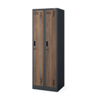 Schliessfachschrank 2 Fächer - Anthrazit/Holzoptik
