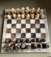 Vintage Schachspiel aus Marmor/Alabaster