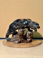 Vintage Ceramic Black Panther Statue - Ready to Pounce!