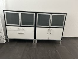 Aufbewahrungsschränke, schwarz/weiss, 190x43cm