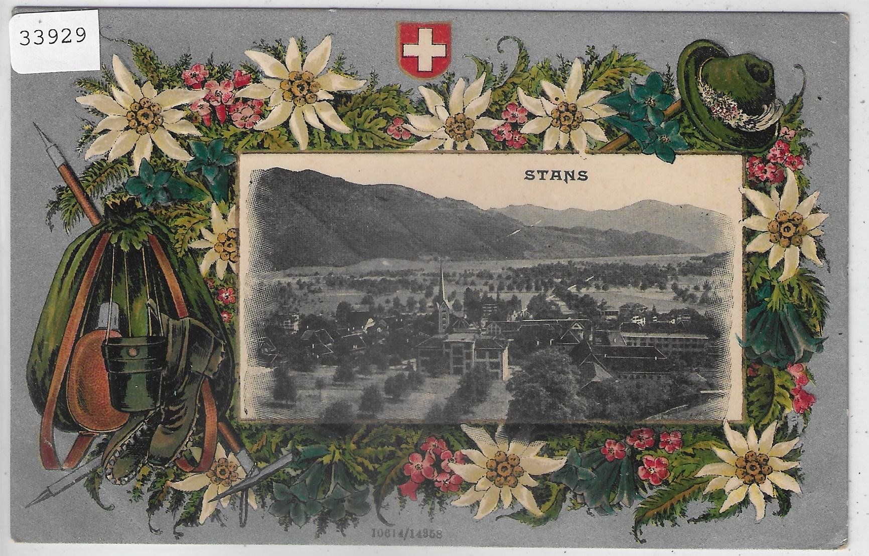 Ansichtskarten: Gruss aus Stans - Edelweiss-Litho – Defekt aus Ettingen von Kartenplanet