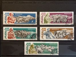 Timbre-poste Mongolie lot de 5, animaux, collection