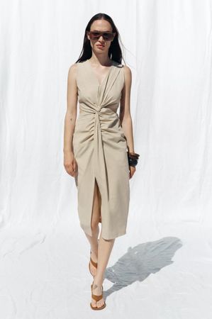 Sommerkleid, Größe S, Cut Out Detail, Beige/robe d'été