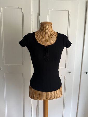 T-Shirt schwarz gestreift - XS