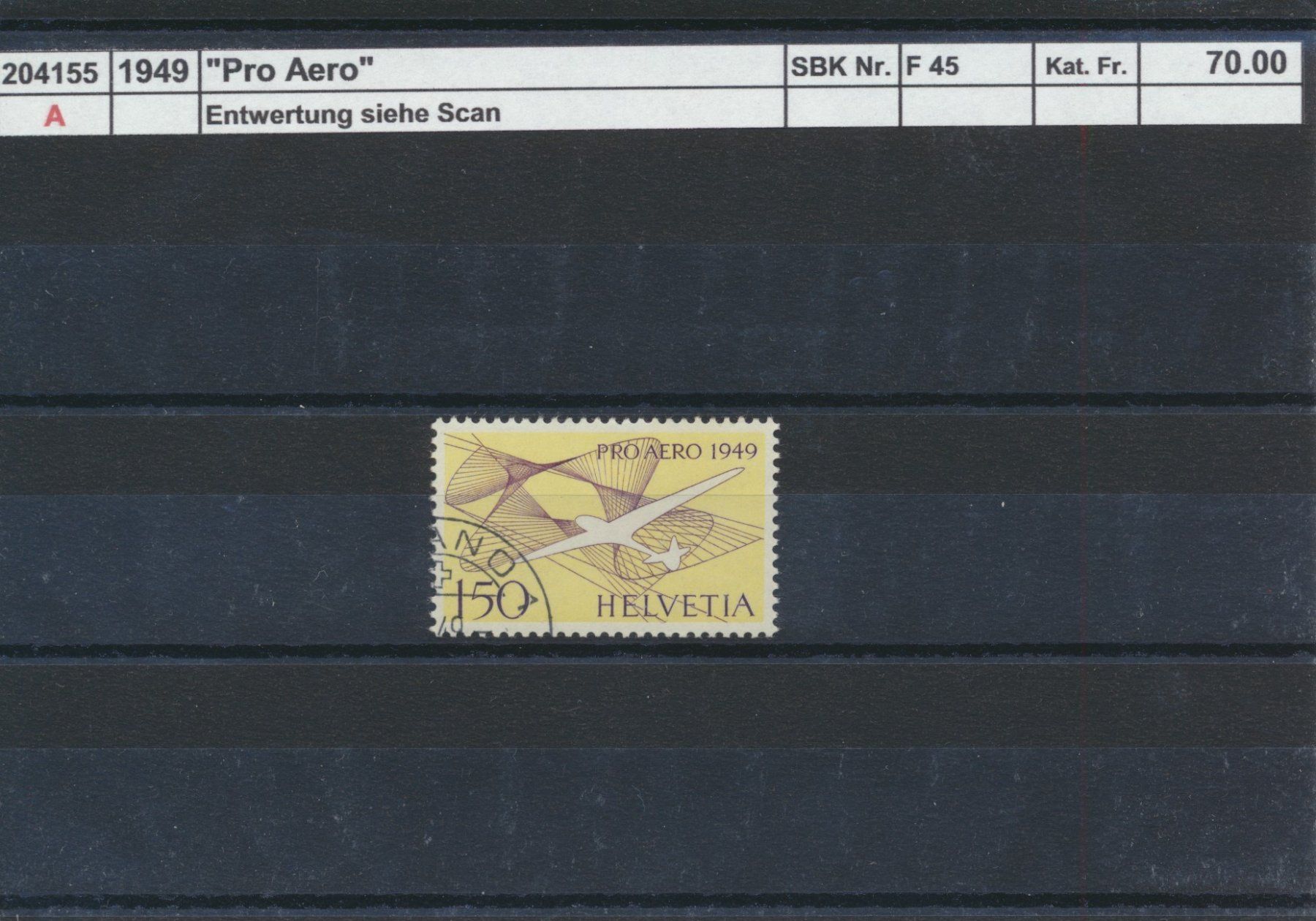 Alle Briefmarken: 1949 "Pro Aero" - gestempelt – Gebraucht aus Winterthur von Zupogeru