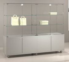 Glasvitrine, ESG Glas, Silber (B.157cm x T.40cm x H.130cm)