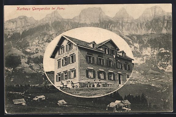 Cartoline postali: AK Flums, Hotel-Kurhaus Gamperdon, 1907 – Usato da Berlin venduto da bartko-reher