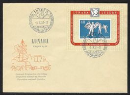 1951, W32 Block Lunaba auf illustr./unadr. Brief (15845)