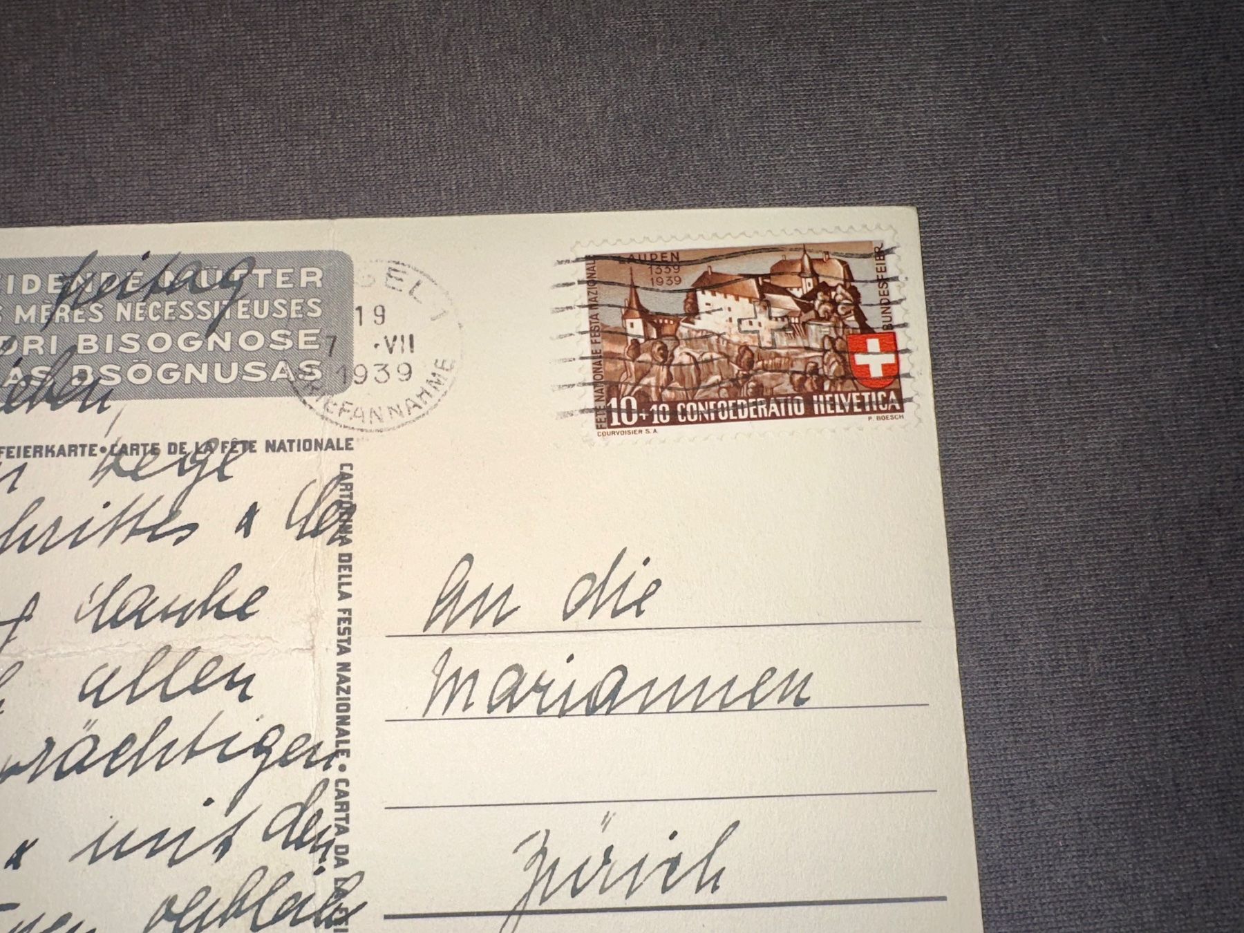 Alle Briefmarken: Bundesfeier 1939 Karte mit Pro Patria – Gebraucht aus Stettfurt von 2442 1
