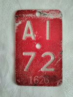 Velonummern Fahrradnummer AI 72 1626
