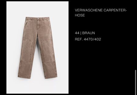 Nagelneue ZARA VERWASCHENE CARPENTER-HOSE Gr. 44