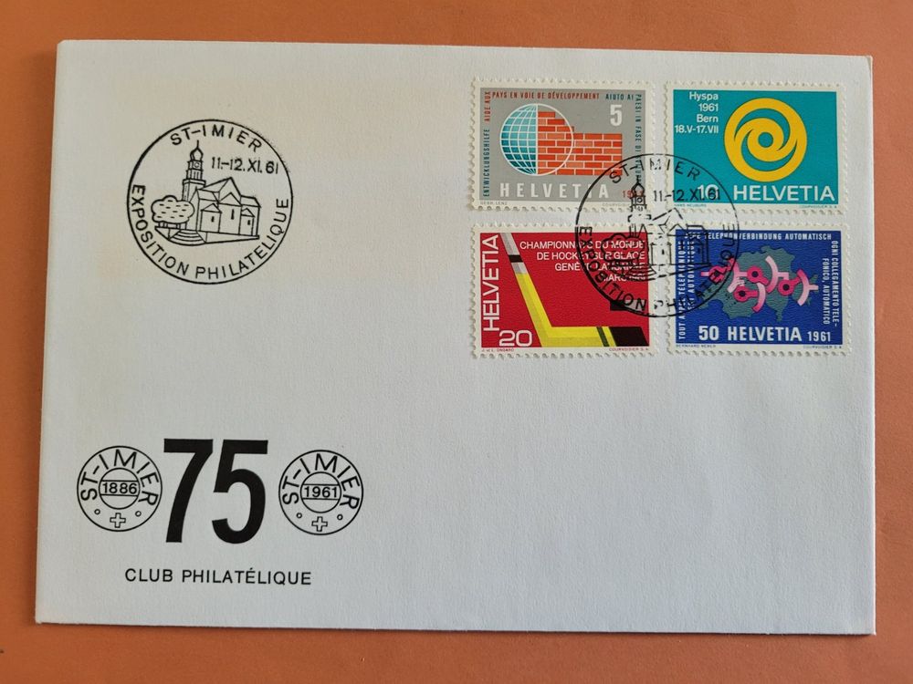 Enveloppe timbrée CH 1961 - 75ème Club philatélique St-Imier (Gebraucht ...