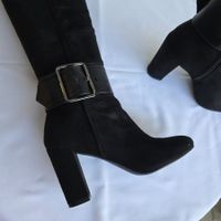 Damen Stiefel Gr. 37 Schwarz Blockabsatz Schnalle