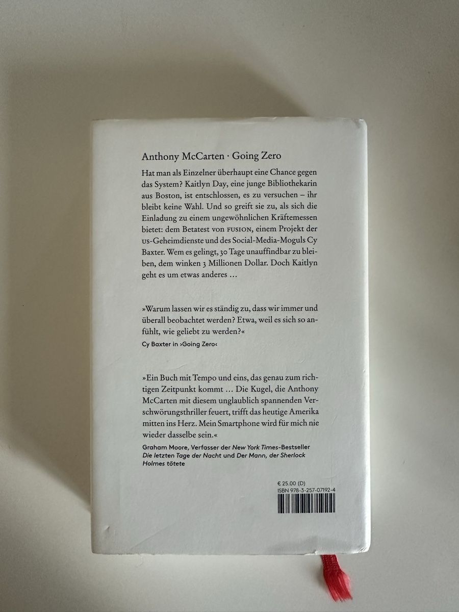 Bücher: Anthony McCarten - Going Zero – Gebraucht aus Bern von mom_d6hv 1