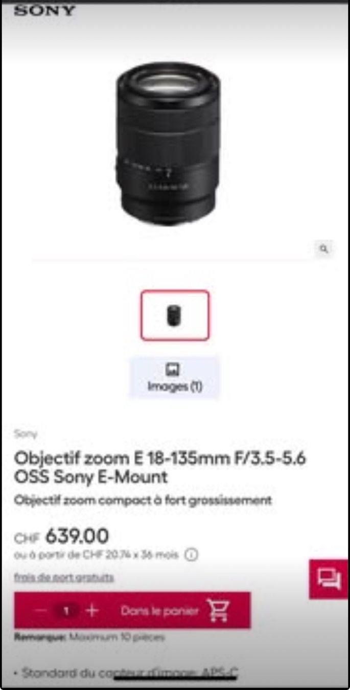 Sony Obiettivi: Objectif zoom E 18-135mm F/3.5-5.6 OSS Sony E-Mount – Nuovo (secondo la descrizione) da Grolley venduto da cha_q2qq