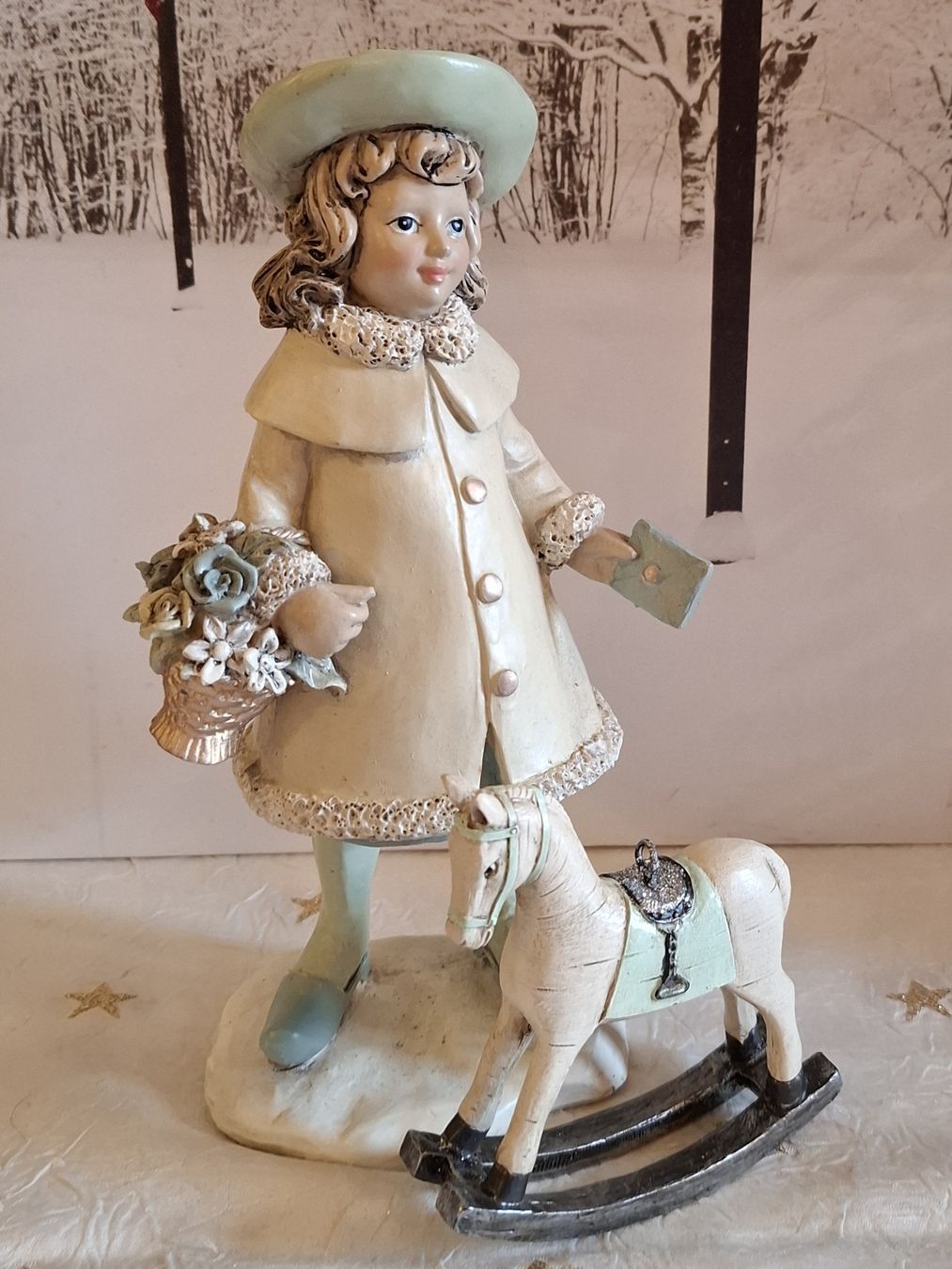 Statuette: VINTAGE BLUMENMÄDCHEN MIT PFERDCHEN – Nuovo (secondo la descrizione) da Gretzenbach venduto da schibaya