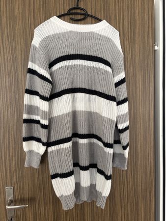 Strickkleid gestreift schwarz weiss grau Grösse M