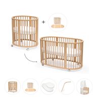 Stokke Sleepi Bed V3 wooden with wheels incl. mattress