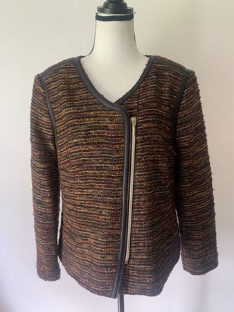 TUZZI Tweed Jacke Blazer Gr. 42 mit Wolle braun orange
