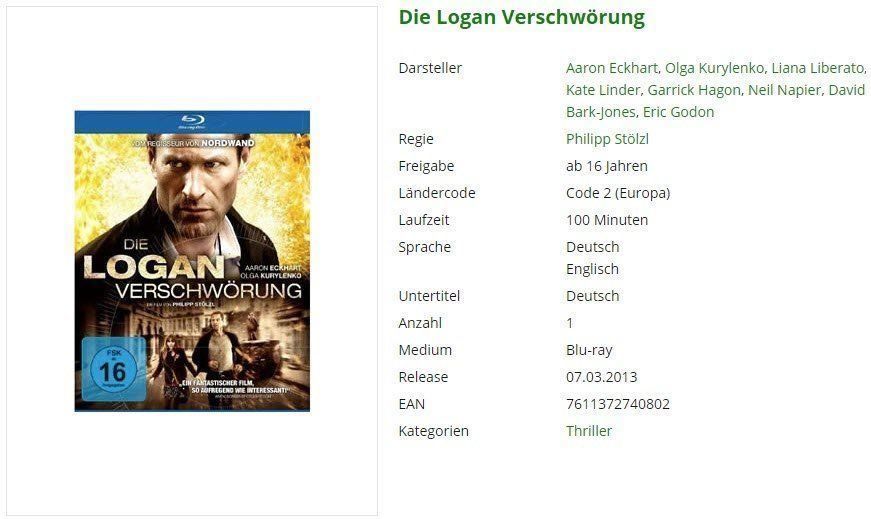 Tutti i DVDs: Die Logan Verschwörung (Bluray) – Usato da Buchrain venduto da Sssschaller