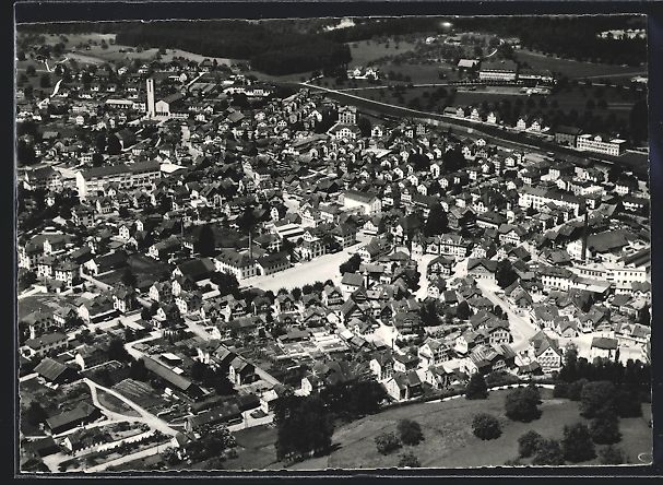 Cartoline postali: Flawil, Gesamtansicht vom Flugzeug aus – Usato da Berlin venduto da bartko-reher