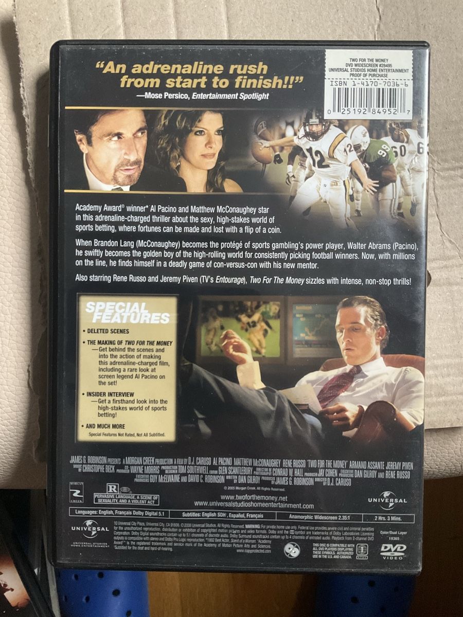 Alle DVDs: DVD Two for the Money zone 1 – Gebraucht aus Veyrier von Deniro2 1