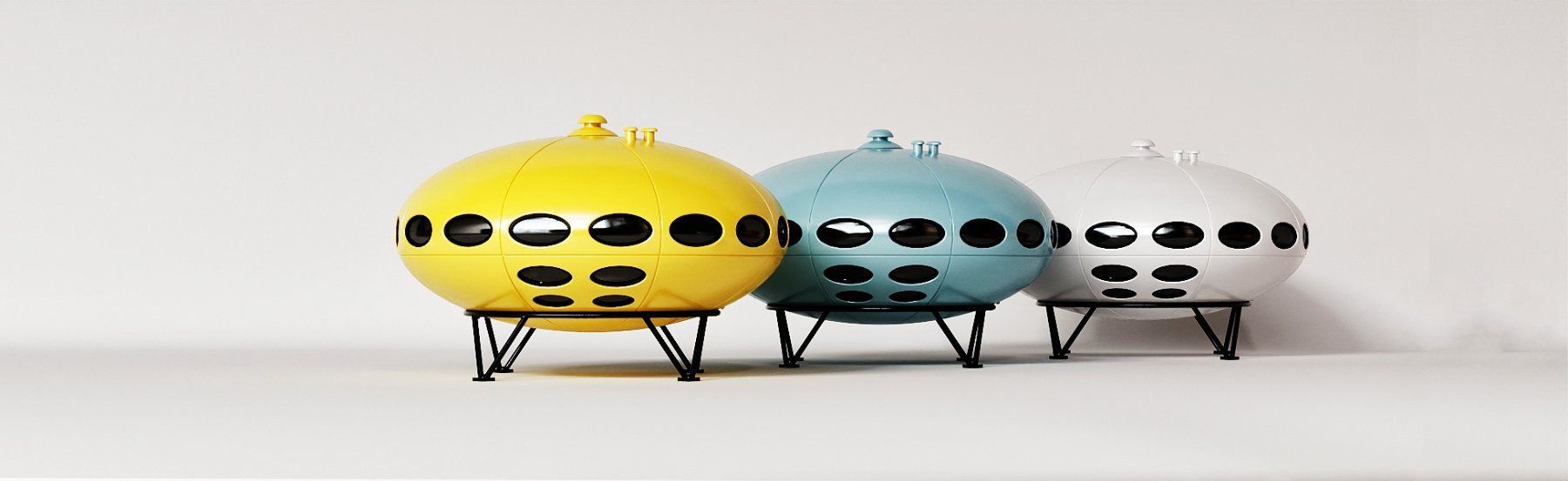 Lampade: Wololow  Space Age UFO Lampe Hellblau – Nuovo e nell'imballaggio originale da Zürich venduto da re.naissance 1