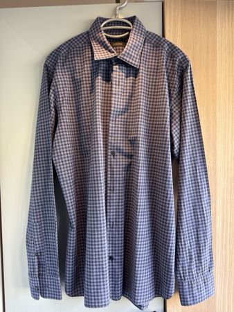 Z Zegna Shirt, Size 41/16, Blue Plaid, Men's, Spring Look
