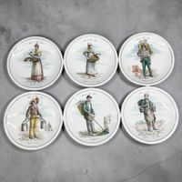 Assiettes décoratives "Métiers du Vieux Paris", lot de 6