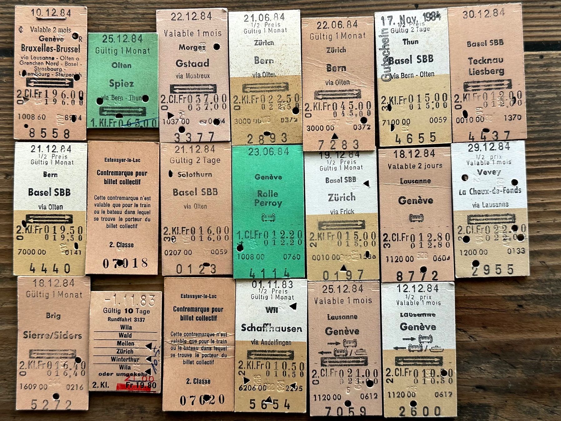 Billets: 20 Top Billette, SBB, Tickets Edmondsche Kartonbillette – D'occasion à Seltisberg par quadartswiss 1