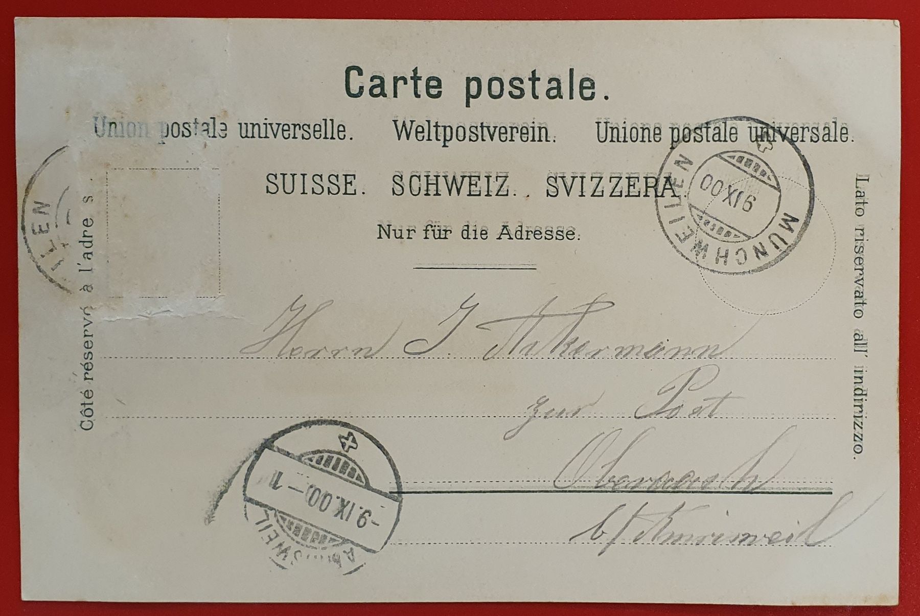 Cartoline postali: Gruss aus Münchwilen 1900 – Usato da Kreuzlingen venduto da Rschweiz1 1