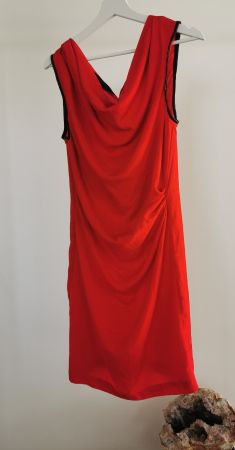 Y.A.S Kleid Rot schwarz Leder Wasserfall 38 S M Sommer Cockt