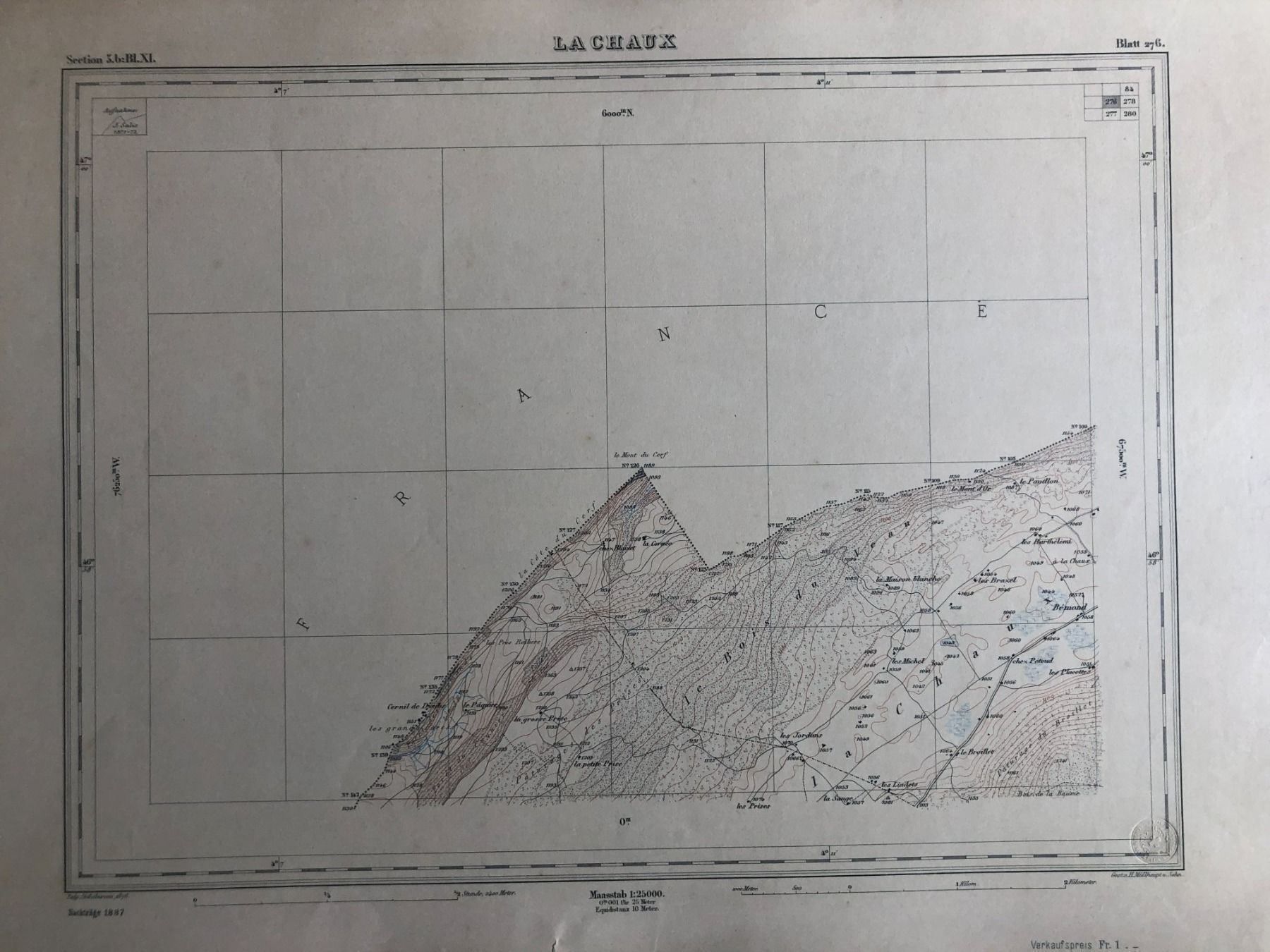 Landkarten & Atlanten: Siegfriedatlas Bl. 276: La Chaux – Gebraucht aus Zürich von allp 1