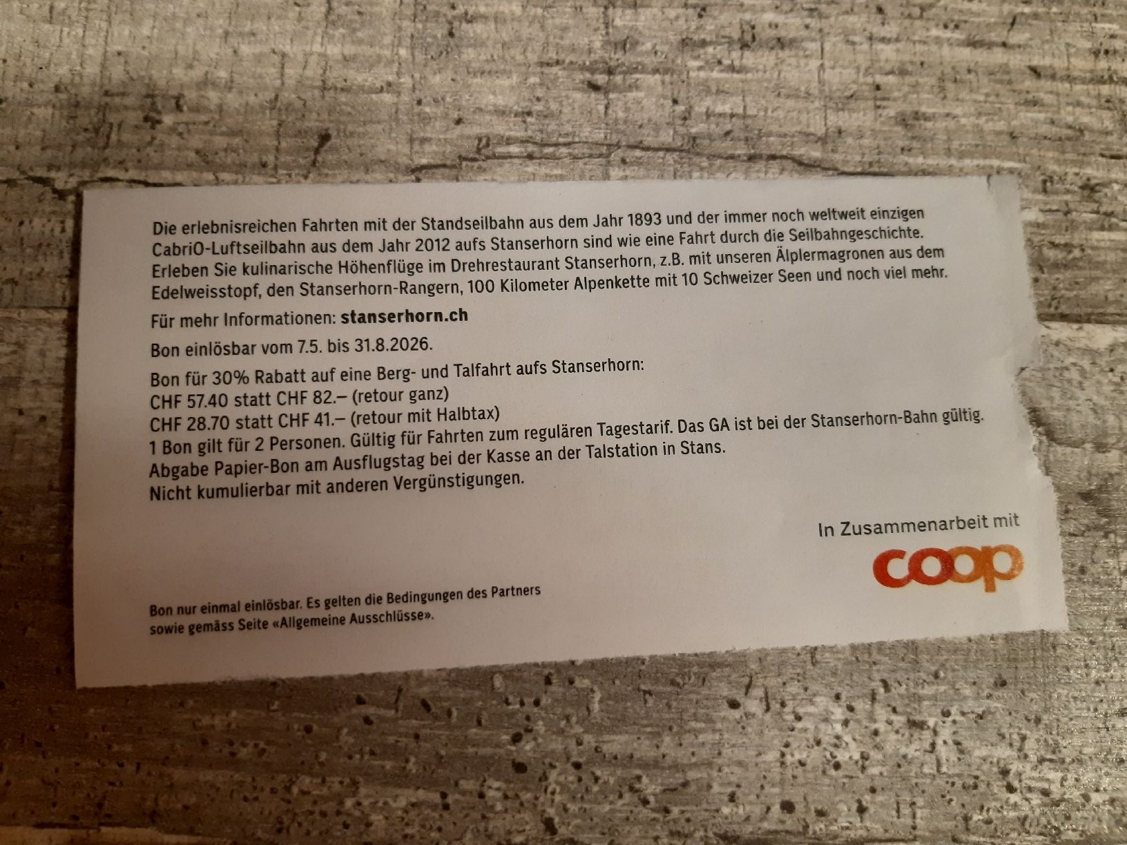 Buoni: 30% berg- und talfahrt stanserhorn – Nuovo (secondo la descrizione) da Toffen venduto da Gwunderegge77 1