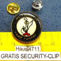 PLYMOUTH ROAD RUNNER AUTO LOGO PIN GLASIERT MIT SECURITYCLIP