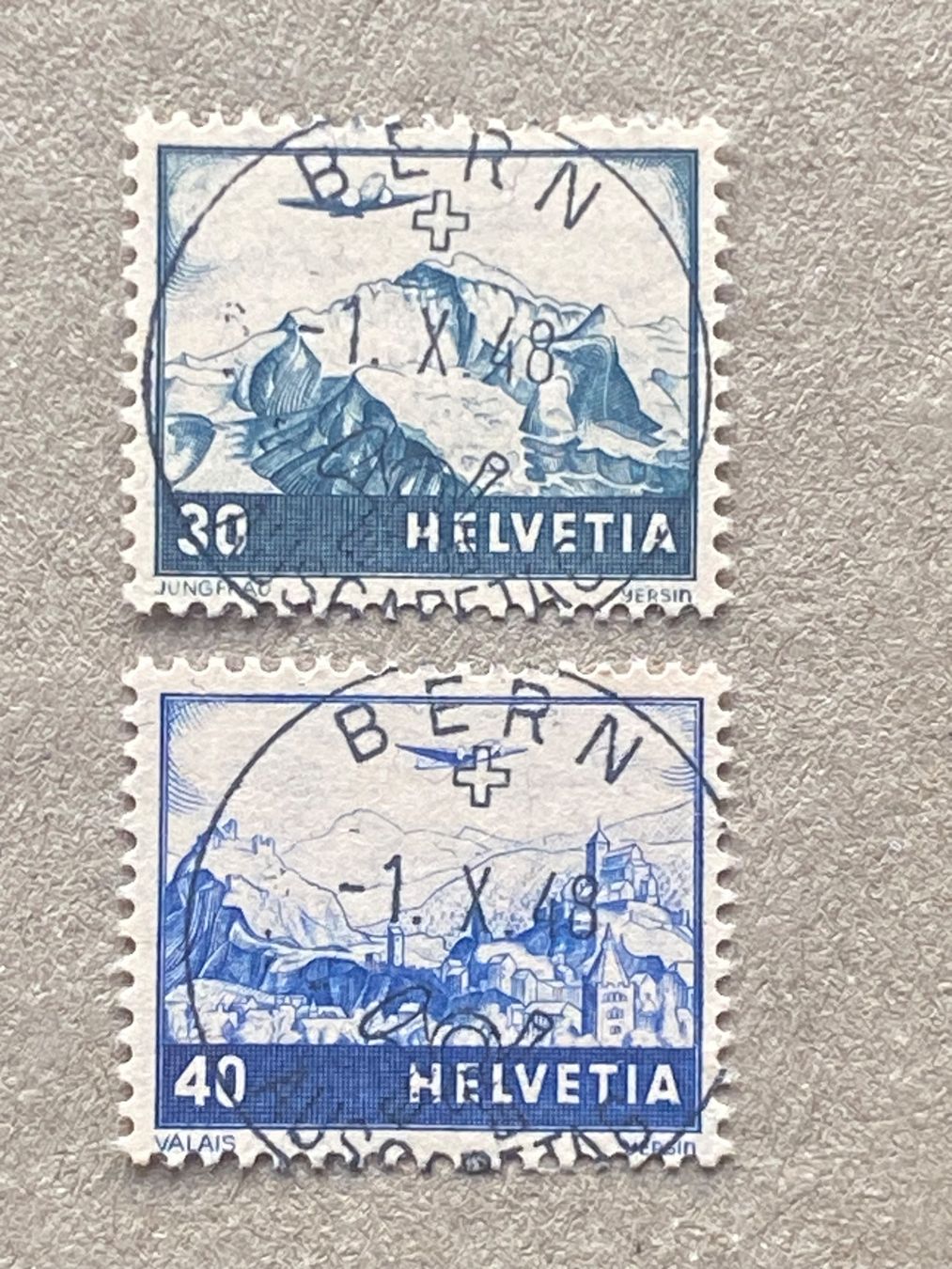Alle Briefmarken: F43, F44, ET Voll Bern – Gebraucht aus Aarau von hilde47