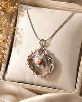 ✨925 Silber Kette Muschel Perle Anhänger Vintage