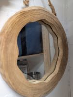 Wooden framed mirror with rope hanger Rustik style 