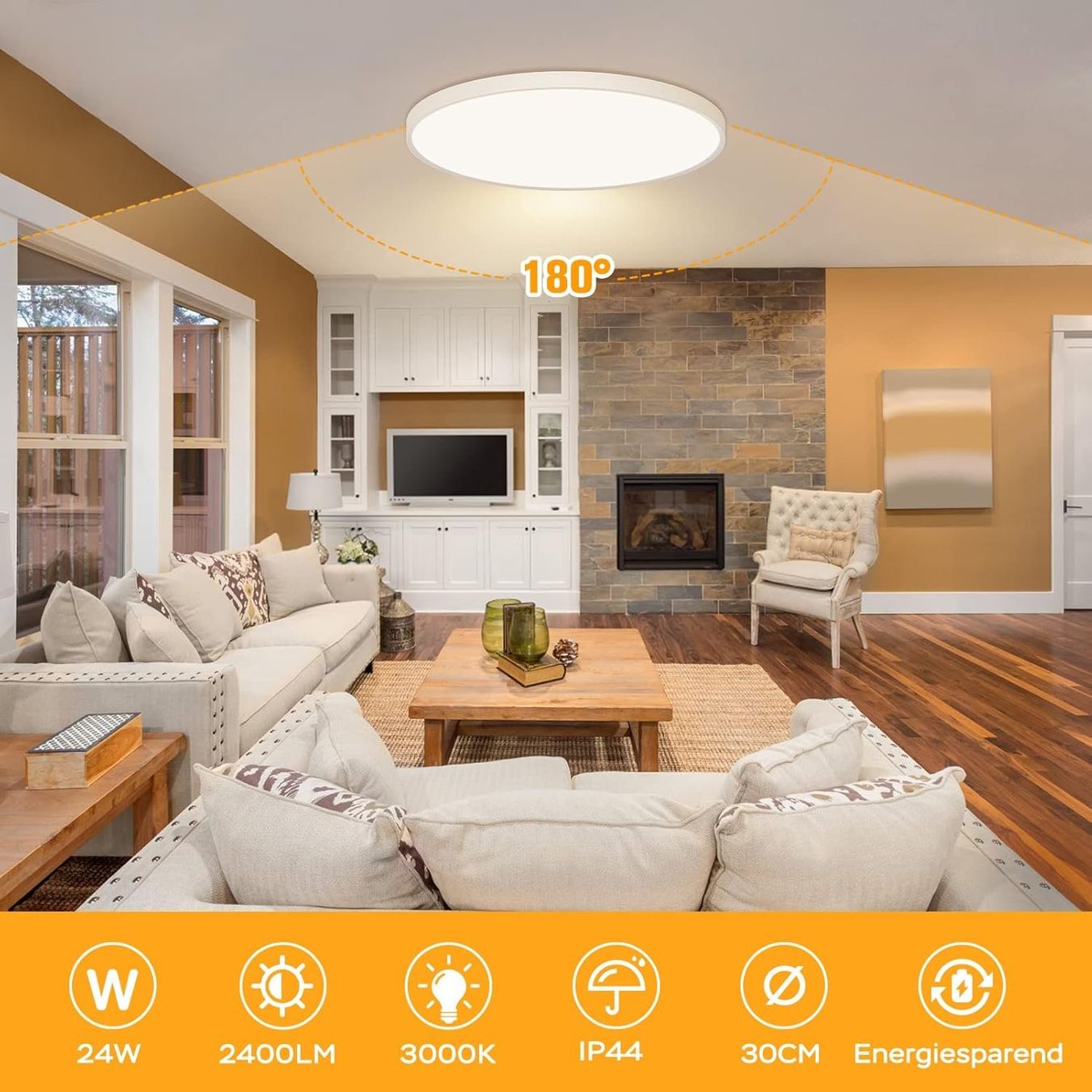 Lustres & lampes de plafonds: LED Deckenleuchte 24W Flach Rund IP44 Warmweiß 30cm Bad – Neuf avec emballage d'origine à Hallau par Sale50OFF 2