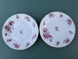 2 Vintage Dessertteller Blumen Goldrand mit Stempel
