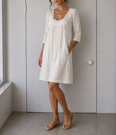 Natural wave Kleid Leinen weiss Gr. M