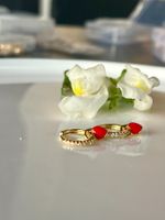 Boucles d’oreilles en argent 925 plaqué or avec gouttes roug