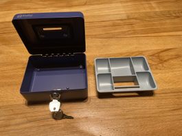 Geldkassette Rieffel blau mit Einsatz und Schlüssel