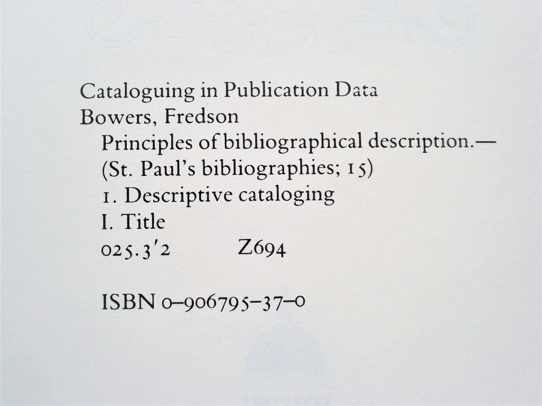 Libri: Principles of Bibliograph. Description – Usato da Lichtensteig venduto da chlepfshit 3
