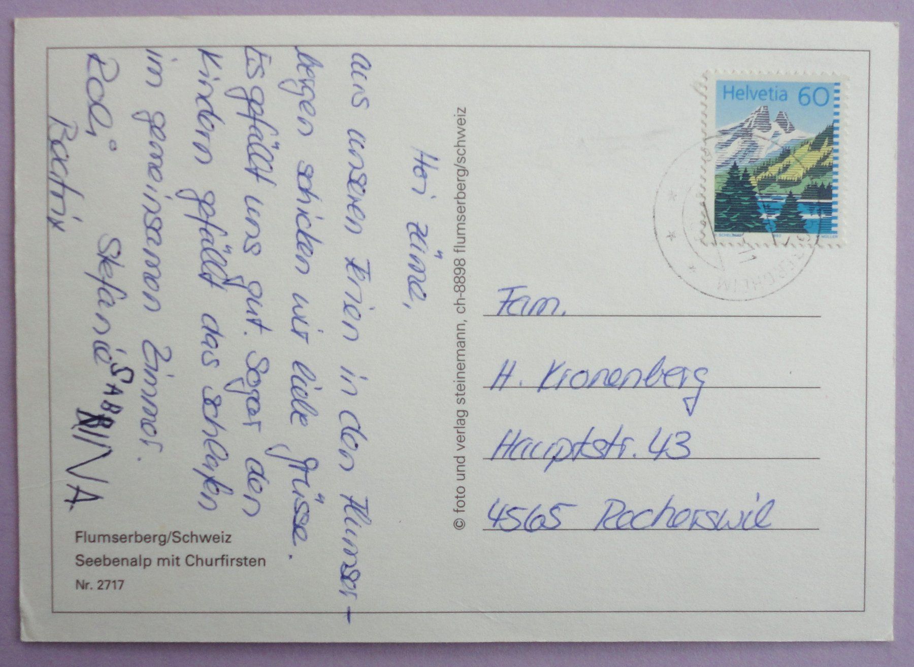 Cartoline postali: Flumserberge - Seebenalp mit Churfisten – Usato da Fétigny venduto da Billy2miny 1
