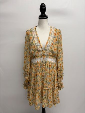 Claire Luise Sommerliches Kleid mit Spitze Gr. 40 beige gelb
